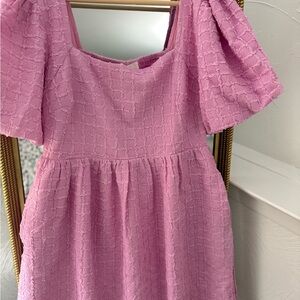 Chic Pink Textured Women's Casual Dress